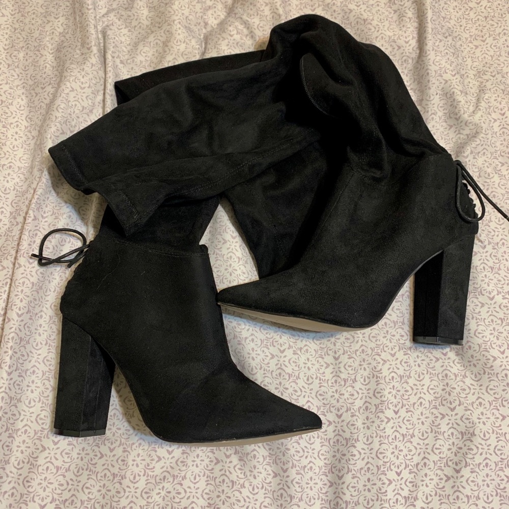 Black thigh high boots